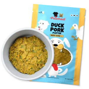 Pawmeal Duck Pork Platter dog food cooked with fresh ingredients